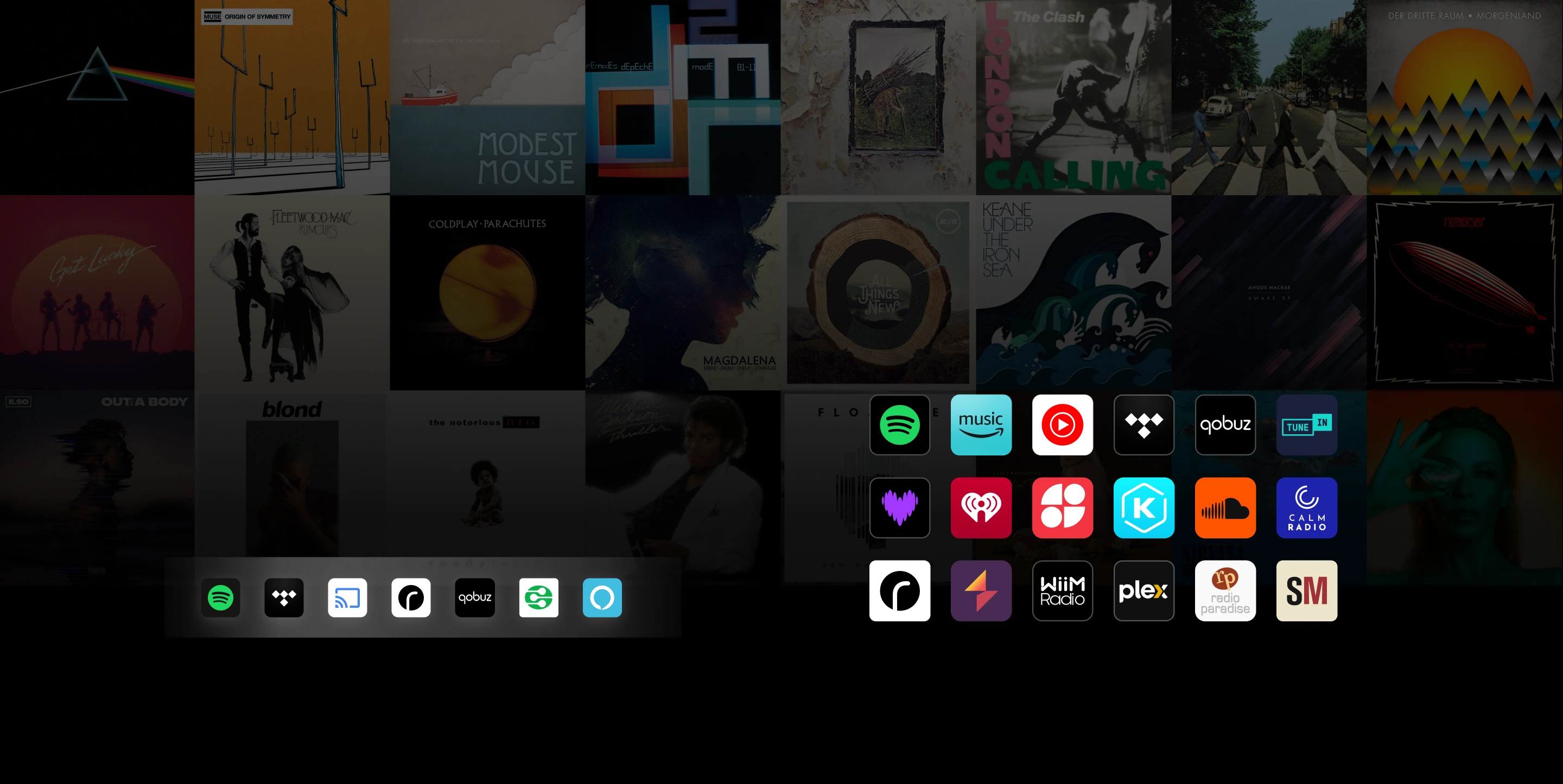Stream from over 20 music services